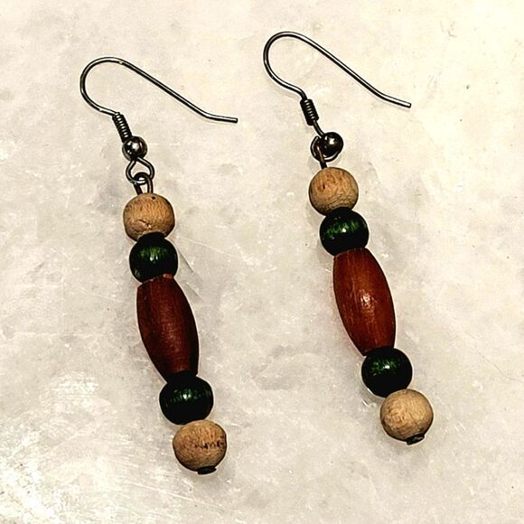 Handmade Boho Beaded Earrings, 2" - Picture 6 of 6